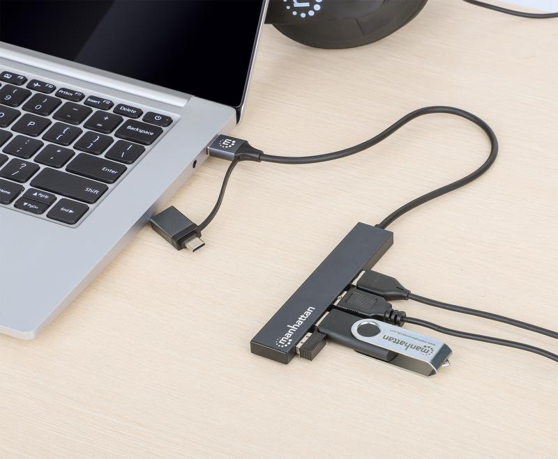 Manhattan 181006 nodo concentrador USB 3.2 Gen 1 (3.1 Gen 1) Type-A 5000 Mbit/s Gris