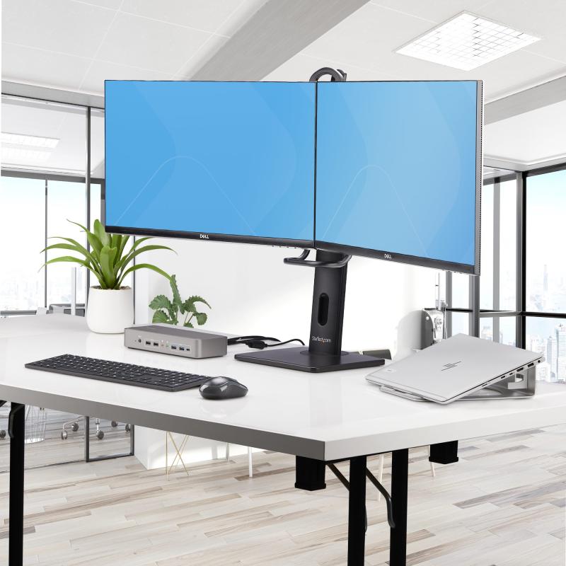 StarTech.com Soporte de Escritorio de Travesaño para Dos Monitores de 27 Pulgadas - Capacidad de 12
