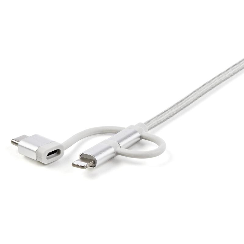 StarTech.com Cable de Carga USB de 1.8m - Lightning/USB-C/Micro-USB - Certificado por Apple MFi - Ca