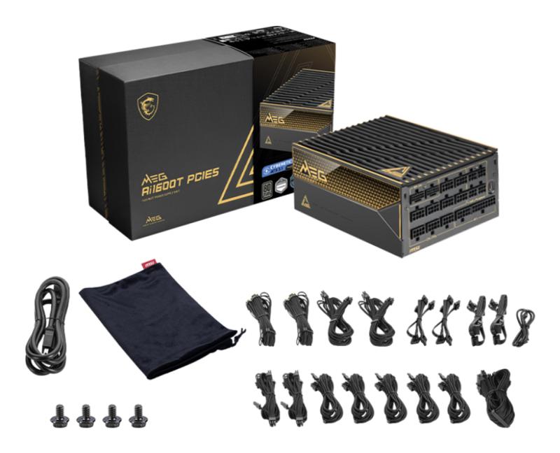 MSI MEG Ai1600T PCIE5 unidad de fuente de alimentación 1600 W 24-pines ATX ATX Negro