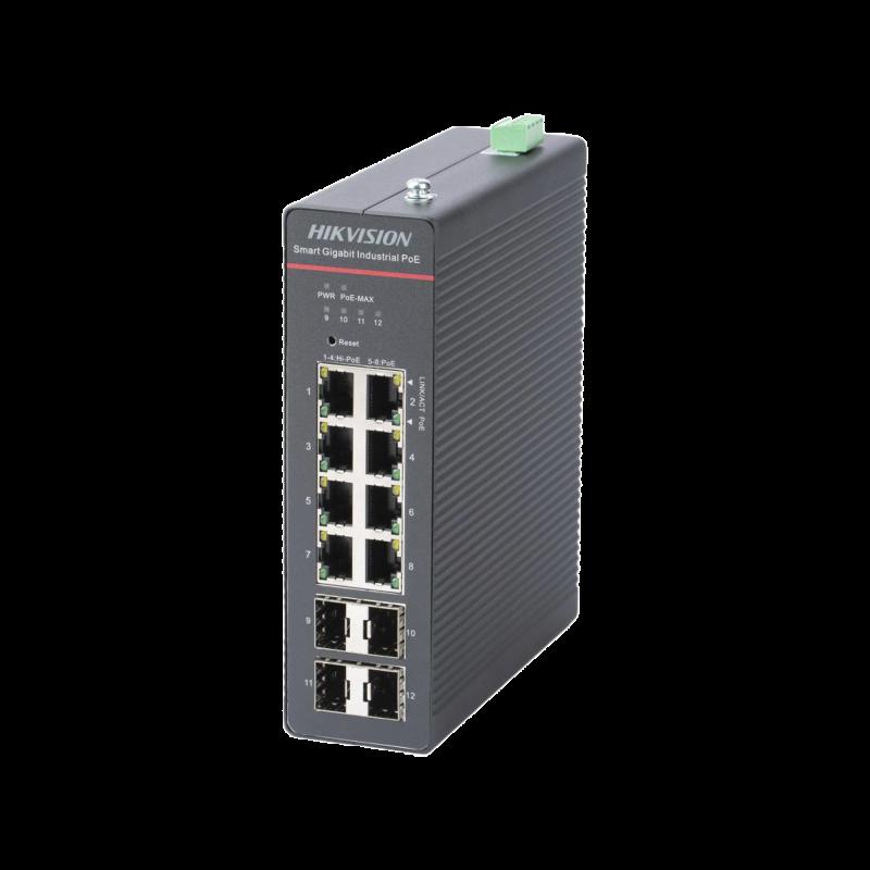 Switch Industrial Administrable Gigabit / 4 Puertos Gigabit PoE+ (90 W) + 4 Puertos Gigabit PoE+(30 