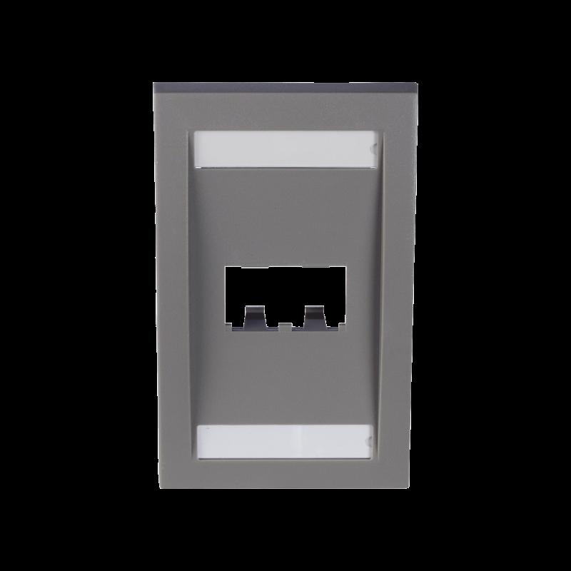 Placa de Pared Vertical Ejecutiva, Salida Para 2 Puertos Mini-Com, Con Espacios Para Etiquetas, Colo