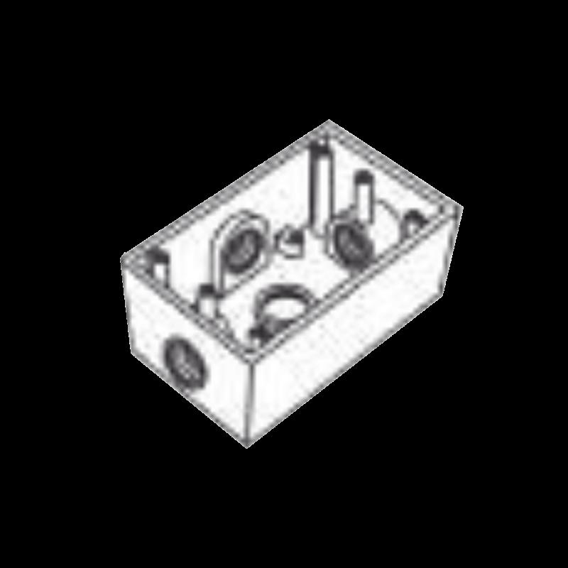 Caja Condulet FS de 1\" (25.4 mm) con cuatro bocas a prueba de intemperie. RR-2747