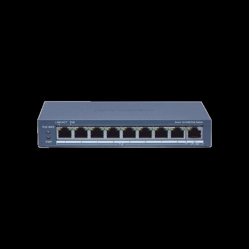 Switch Administrable PoE+ / 8 puertos 100 Mbps PoE+ / 1 puerto 1000 Mbps de Uplink / PoE hasta 300 M