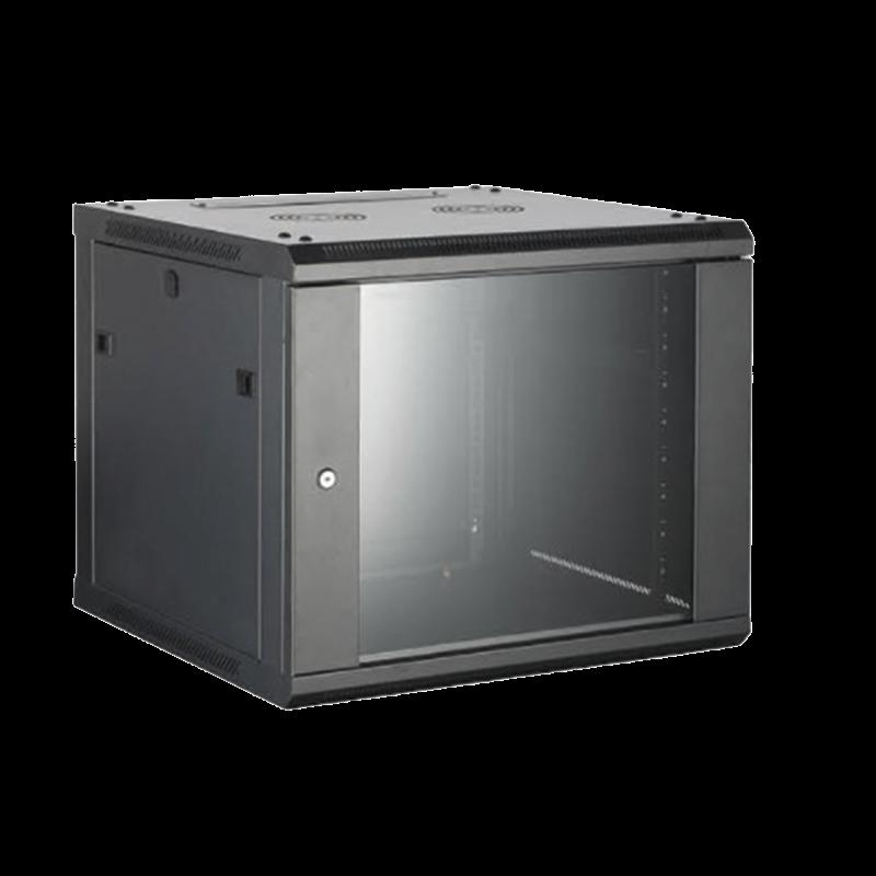 Gabinete para Montaje en Pared - Piso / Puerta de Cristal Templado / Cuerpo Fijo / 9 Unidades de Rac