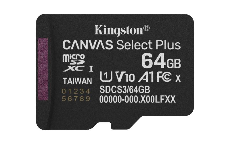 Kingston Technology Canvas Select Plus Gen3 64 GB MicroSDXC UHS-I Clase 10
