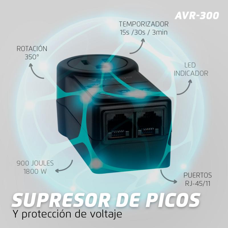 Vorago AVR-300 regulador de voltaje 1 salidas AC 120 V Negro
