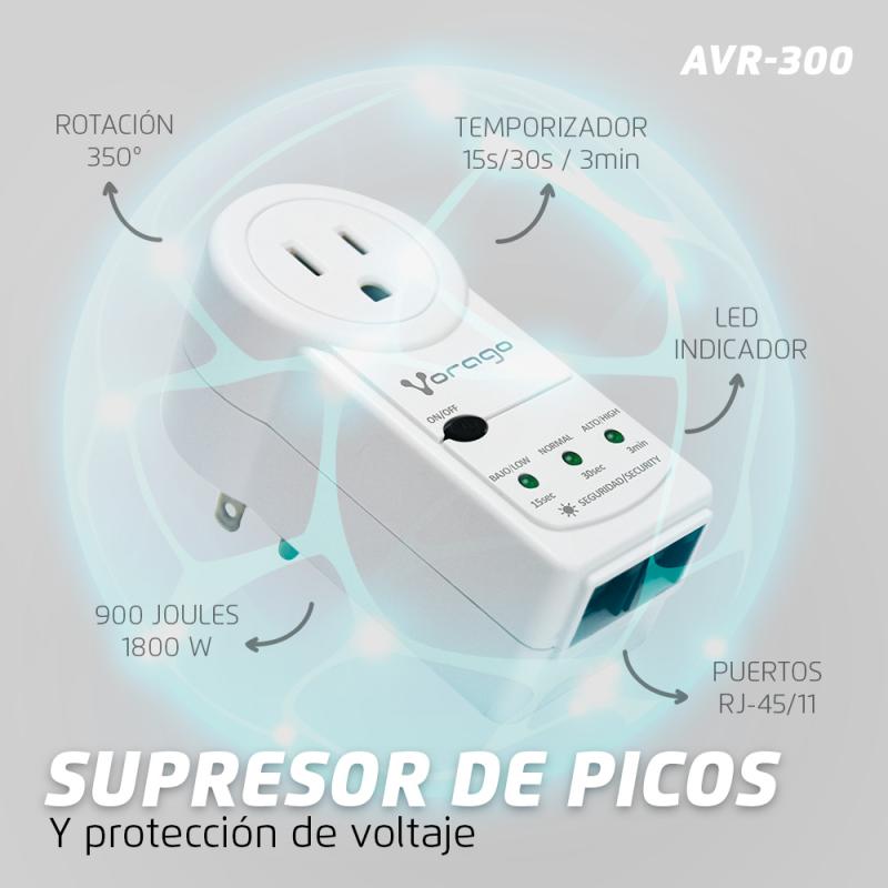 Vorago AVR-300-WH regulador de voltaje 1 salidas AC 120 V Blanco