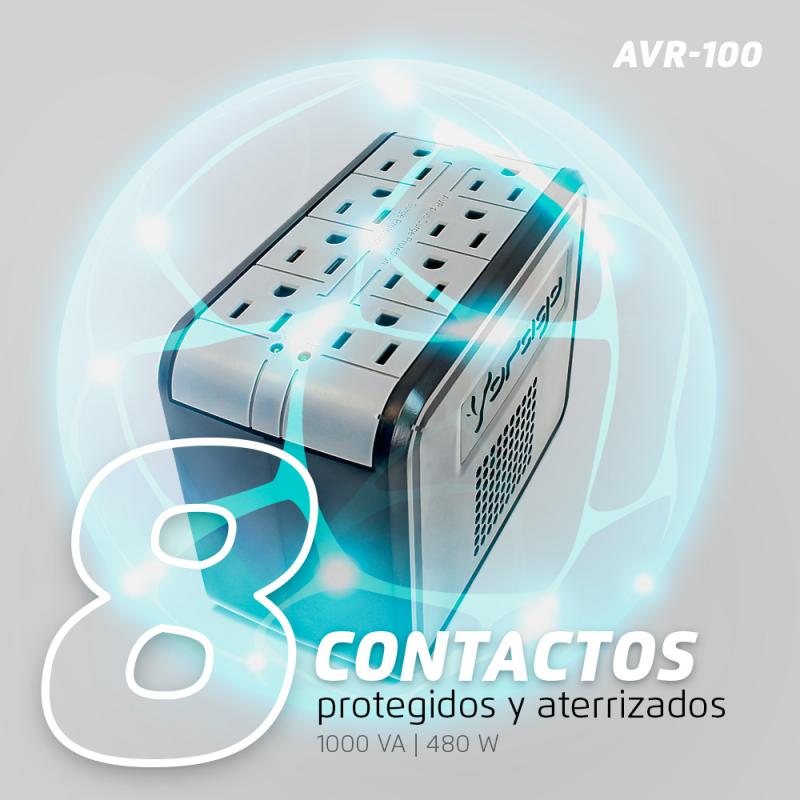Vorago AVR-100 regulador de voltaje 8 salidas AC Negro