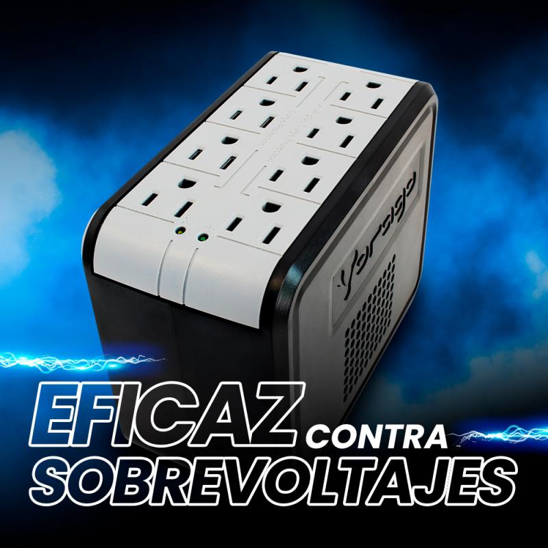 Vorago AVR-200 regulador de voltaje 8 salidas AC 110 - 120 V Negro, Blanco