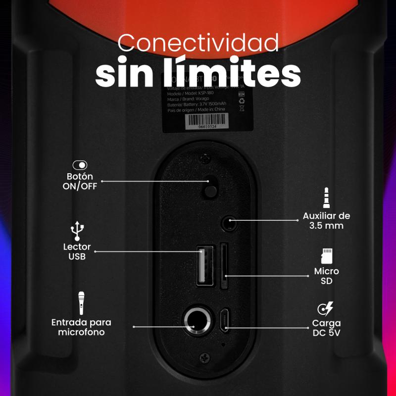 Vorago KSP-180 sistema de karaoke Portátil Alámbrico/Inalámbrico