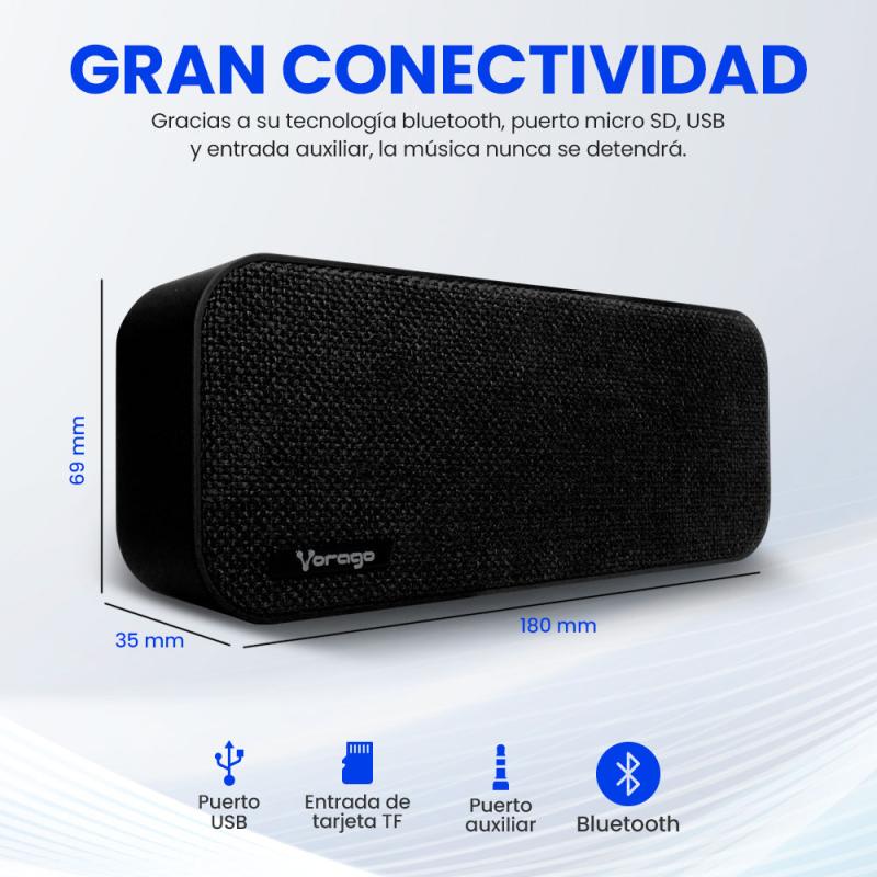 Vorago BSP-150 Altavoz portátil estéreo Negro 6 W