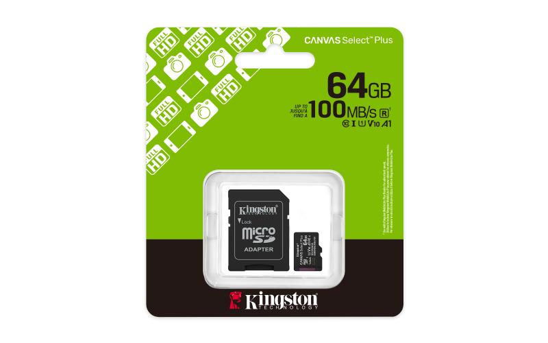Kingston Technology Canvas Select Plus Gen3 64 GB MicroSDXC UHS-I Clase 10