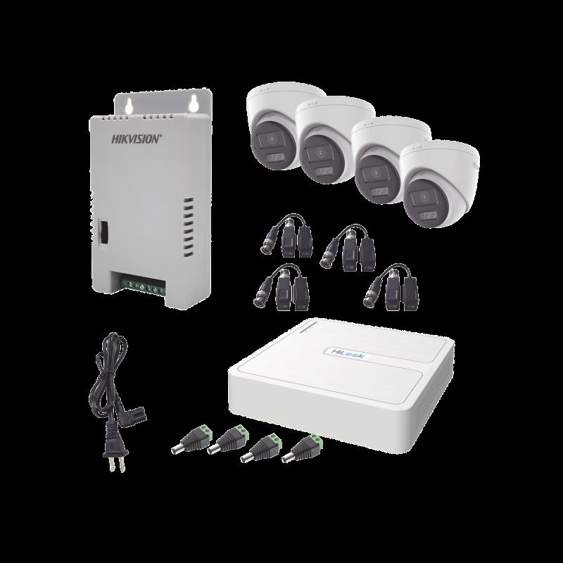 Kit HiLook Audio Bidireccional TurboHD 1080p / DVR 4 Canales / 4 Cámaras Eyeball (Exterior) con Boc