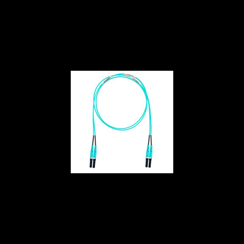 Jumper de Fibra Optica Multimodo 50/125 OM4, LC-LC Duplex, OFNR (Riser), Color Aqua, 8 Metros FZ2ERL