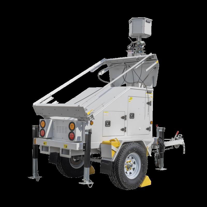 Traila / Remolque con Mástil Retráctil de 7.5 m. para Videovigilancia o Iluminación, con Bases pa