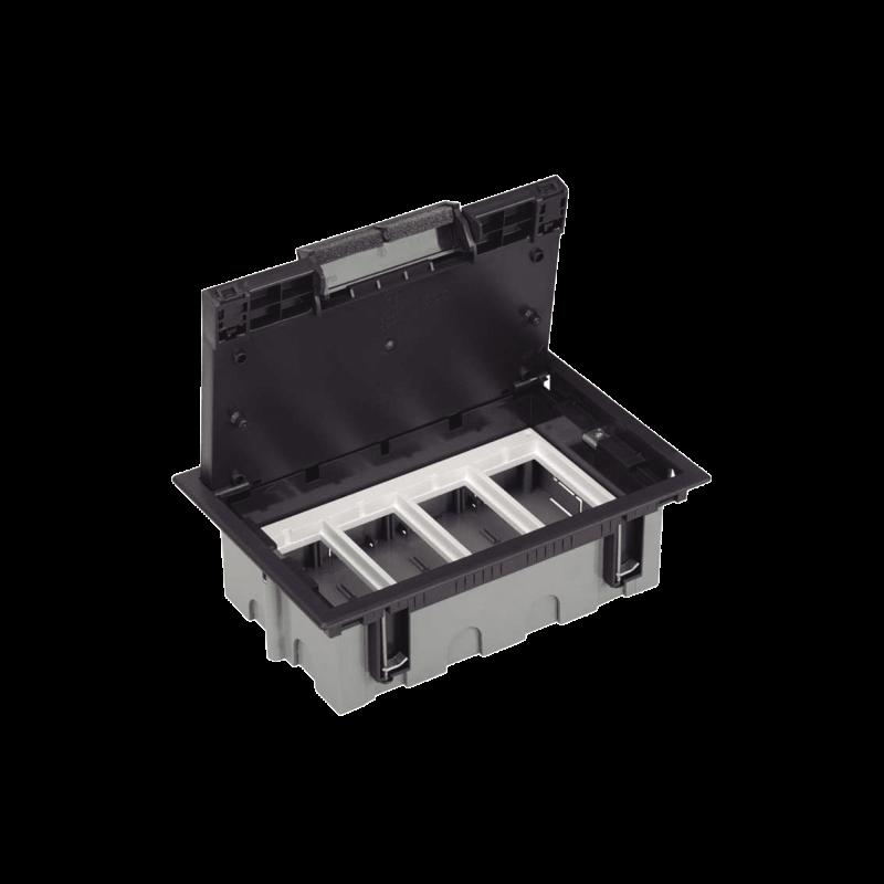 Caja Para Instalación en Piso Falso para Voz, Datos o Contactos Eléctricos / Capacidad para 4 Mód