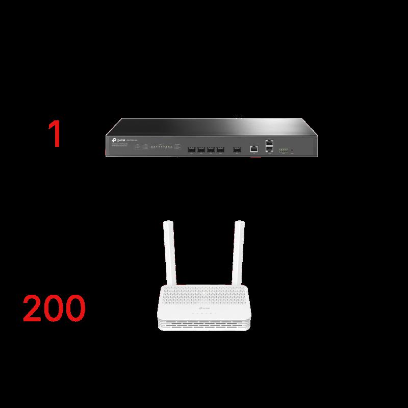 Kit para ISP`s / OLT DS-P7001-04 con Paquete de 200 ONU´s Modelo XC220G3 TP-GPON-KIT6