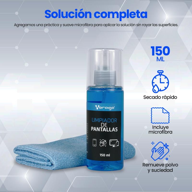 Vorago CLN-109 kit de limpieza para equipos LCD/LED/Plasma, LCD/TFT/Plasma, Lentes/Cristal, Teléfon