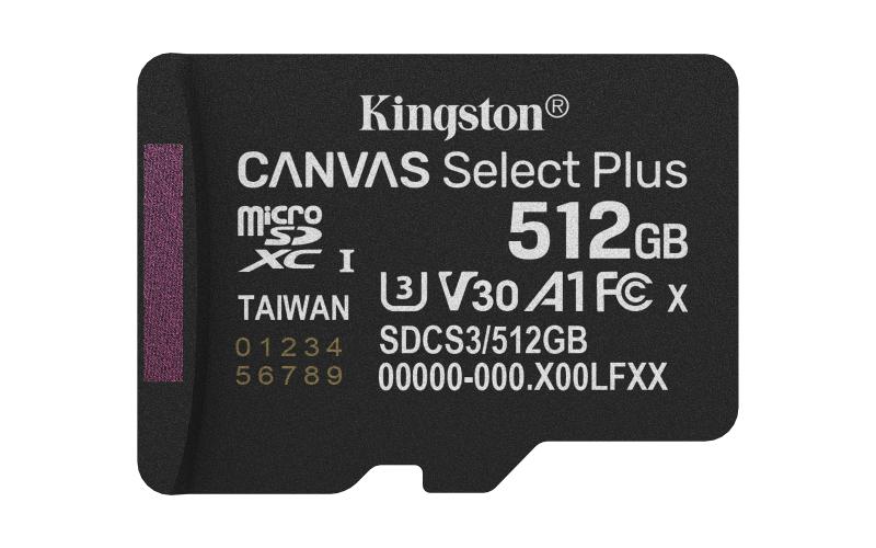 Kingston Technology Canvas Select Plus Gen3 512 GB MicroSDXC UHS-I Clase 10