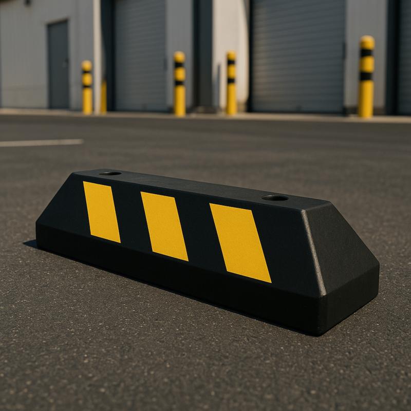 Tope D/ Estacionamiento Vehicular / Hule Reciclado / 55cm / Color Negro con Franjas Amarillas / Resi