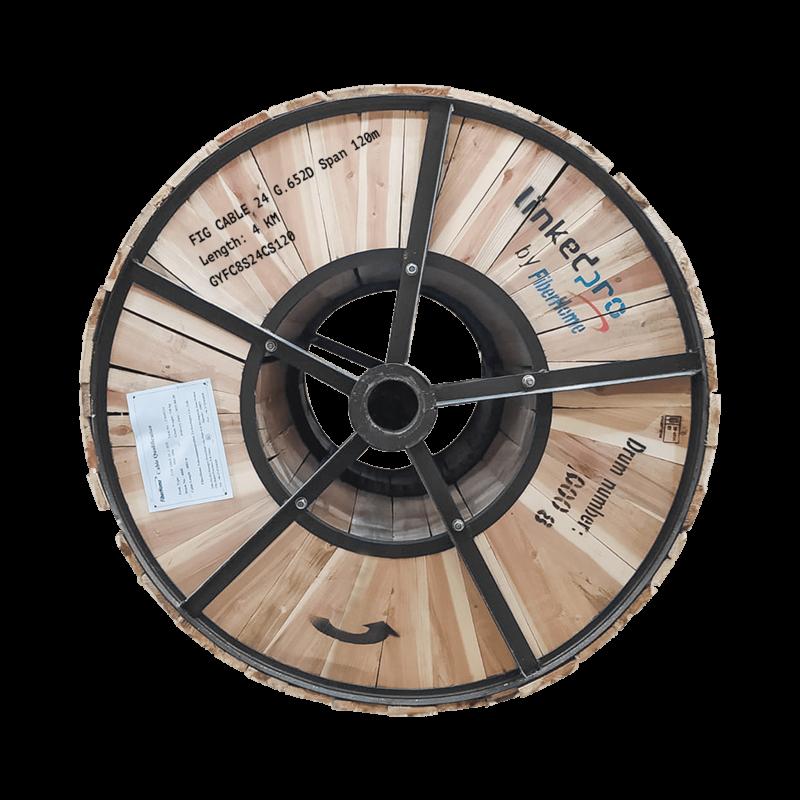 Carrete de 4 km de Fibra Óptica Aérea Figura 8 Armada Antirroedor G.652D, Monomodo de 24 Hilos, Exte