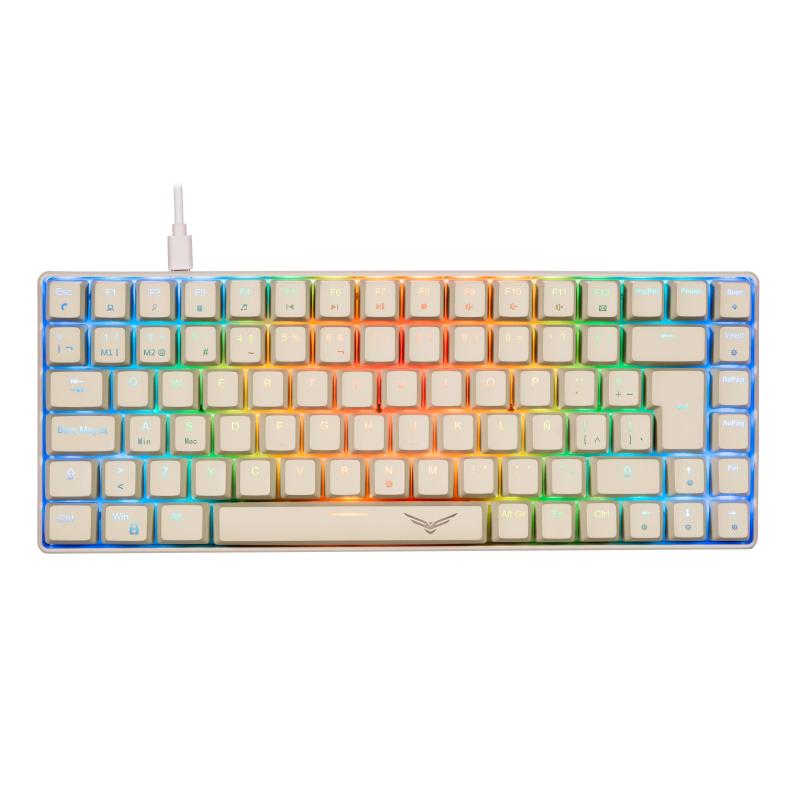 NACEB TECLADO MECANICO GAMER RGB 80  COMPACTO 84 TECLAS GRAY BASILISK NA-0970 - 