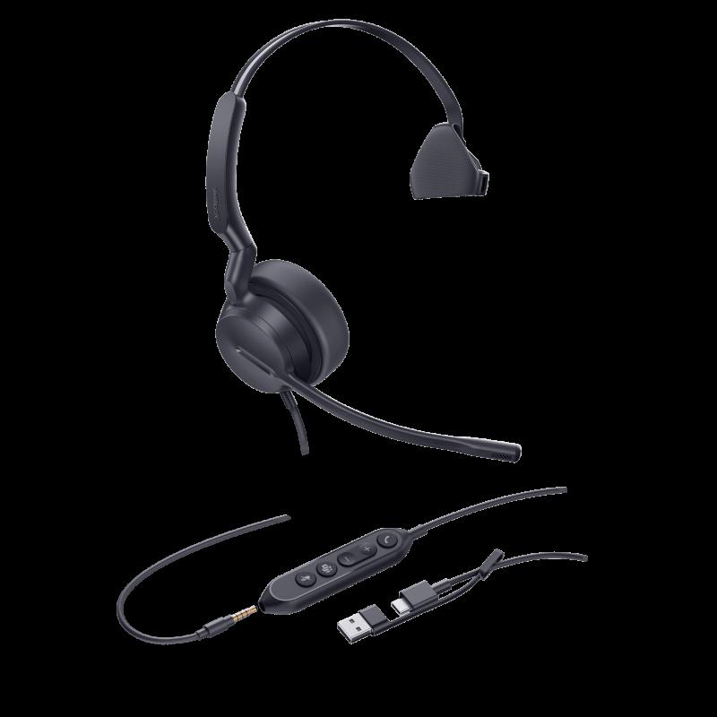 Diadema Alámbrica UH42 SE Mono de Yealink Certificada para Microsoft Teams con USB-C/A UH42-SE-MONO-