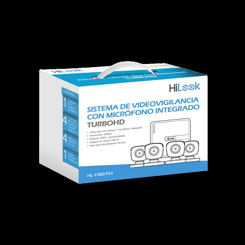 (MICRÓFONO Integrado) Kit TurboHD 1080p Lite / DVR 4 canales / Audio por Coaxitron / 4 Cámaras Bala 