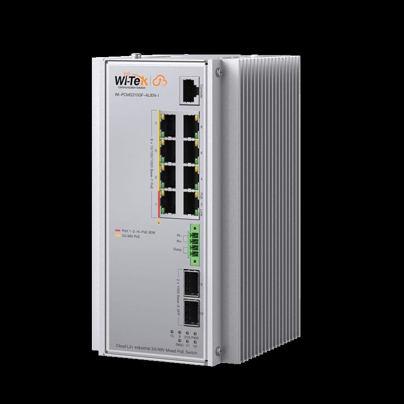Switch Industrial Administrable Gigabit con 2 Puertos PoE bt + 6 Puertos PoE af/at o 24 V Pasivo + 2
