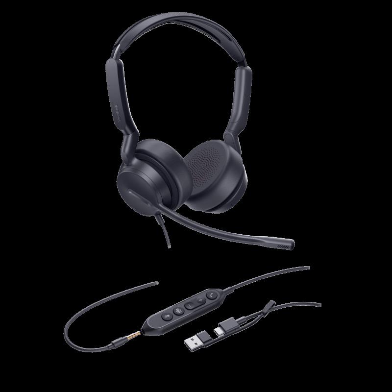 Diadema Alámbrica UH42 SE Dual de Yealink Certificada para Microsoft Teams con USB-C/A UH42-SE-DUAL-