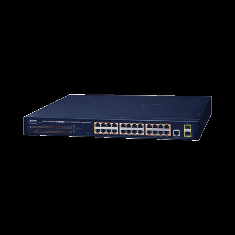 Switch PoE Administrable Capa 2 / 24 Puertos10/100/1000BASE-T / 2 SFP 100/1000BASE-X / POE 802.3af/a