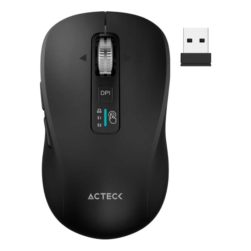 Mouse Inalámbrico Multidispositivo  VIRTUOS PRO AIR MI766 ACTECK Batería recargable 500 mAh - 