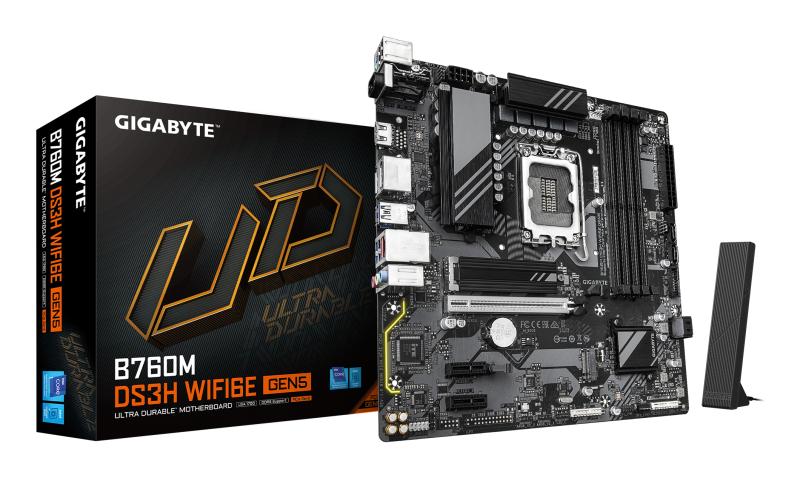 TARJETA MADRE GIGABYTE MICRO ATX B760M DS3H WF6E GEN5 - DDR5, S-1700, 256 GB, PARA INTEL