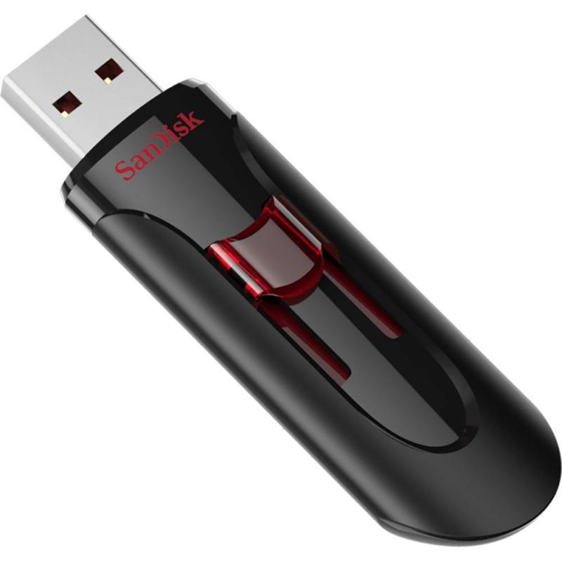 Memoria USB SanDisk Cruzer Glide - 64GB, USB 3.0, Negro/Rojo
