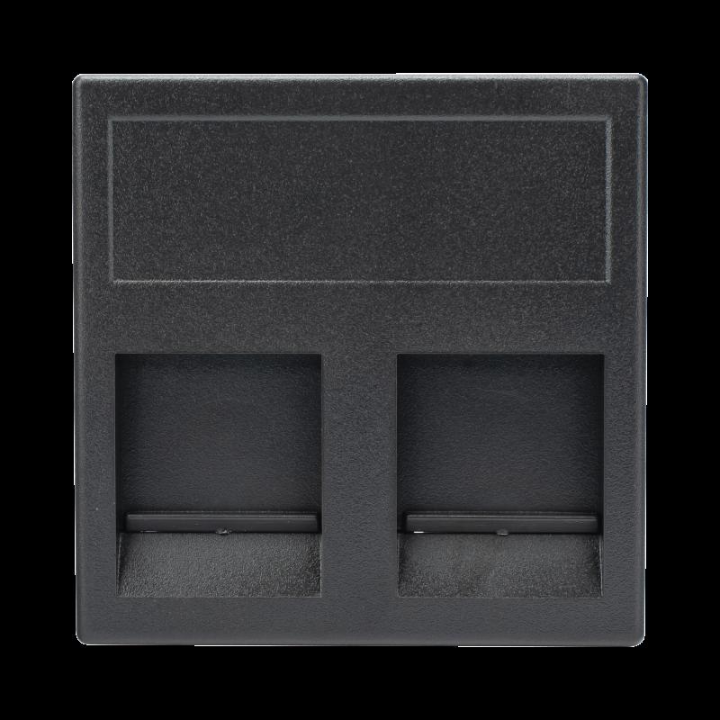 Módulo Color Negro con 2 Espacios para Jack Keystone con Guardapolvo para las Cajas de Escritorio Of
