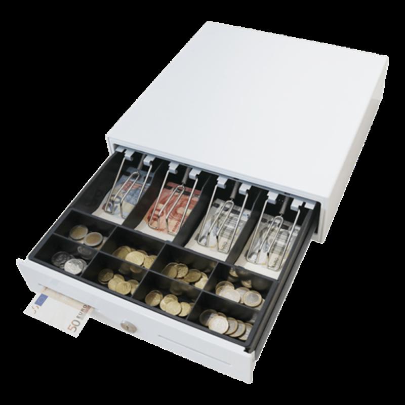 Cajón para Efectivo / Serie MK / 4 Compartimentos Billetes 5-8 Monedas / Clips Metálicos / Ranura de