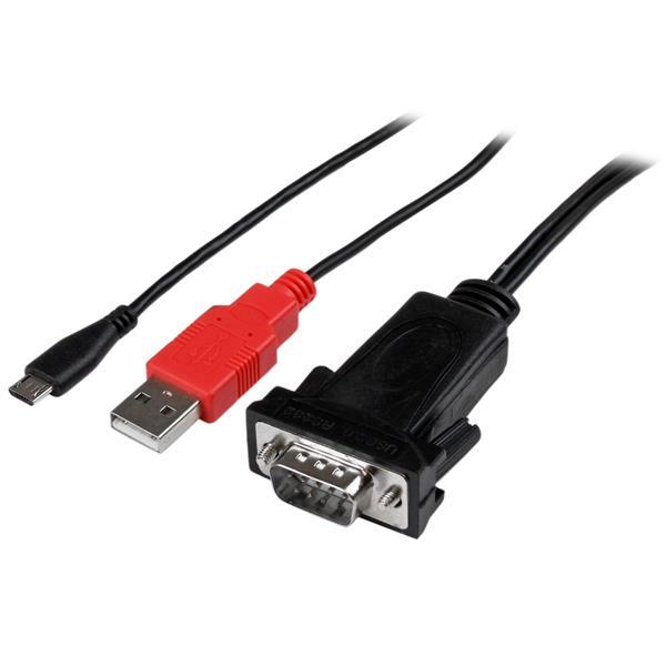 StarTech.com Cable Micro USB a Serie DB9 RS232 para Android - Adaptador Serial con Carga USB - Macho