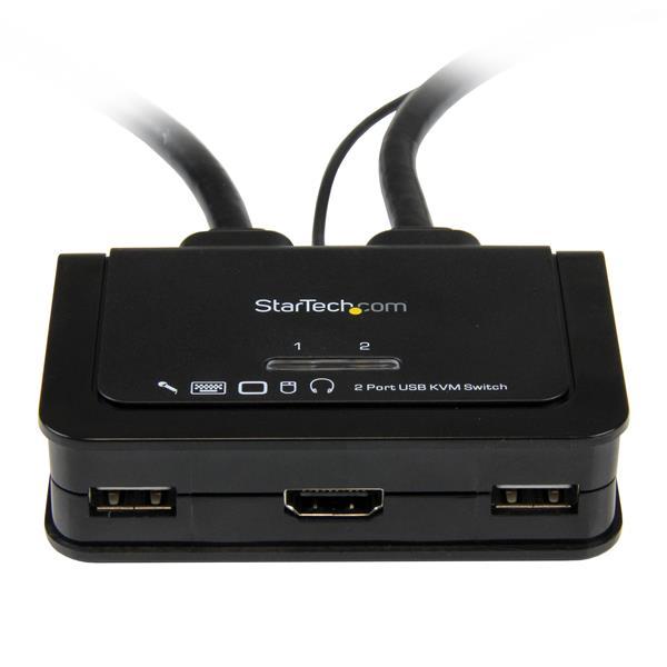 StarTech.com Conmutador Switch KVM 2 puertos HDMI USB Audio con Cables Integrados - 1080p