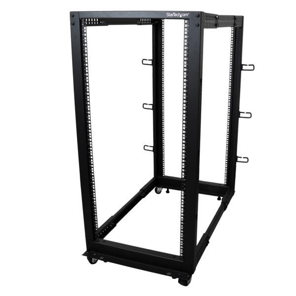 StarTech.com Rack de Marco Abierto con Profundidad Ajustable de 4 Columnas 25U con Ruedas/Niveladore