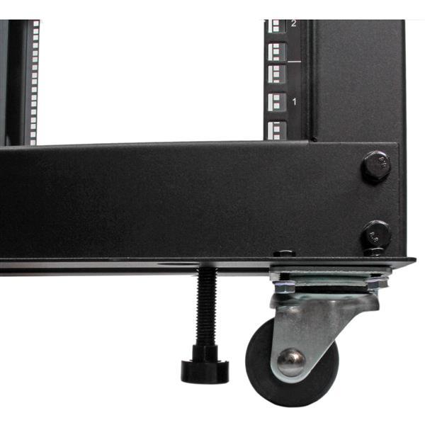 StarTech.com Rack de Marco Abierto con Profundidad Ajustable de 4 Columnas 25U con Ruedas/Niveladore