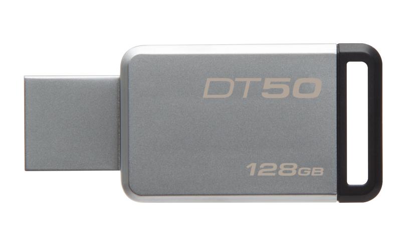 Kingston Technology DataTraveler 50 128GB 128GB USB 3.0 (3.1 Gen 1) Type-A Negro, Plata unidad flash