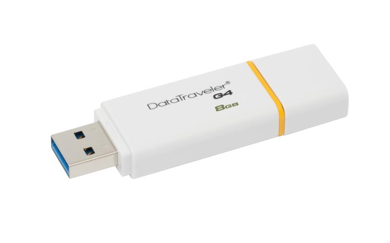 Kingston Technology DataTraveler G4 8GB 8GB USB 3.0 Color blanco, Amarillo unidad flash USB