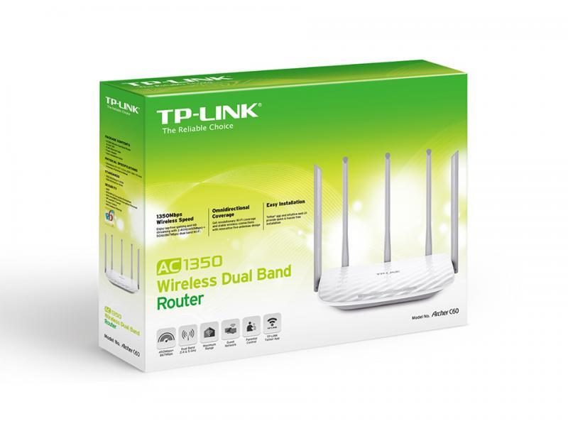 TP-LINK AC 1350 Dual-band (2.4 GHz / 5 GHz) Fast Ethernet Color blanco enrutador inalámbrico