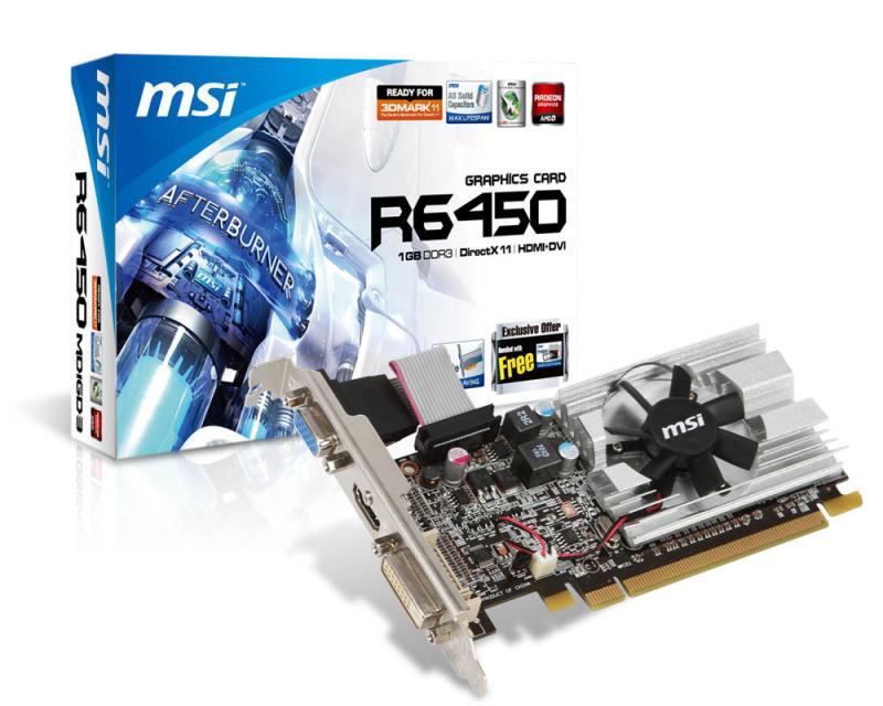 MSI R6450-MD1GD3/LP Radeon HD6450 1GB GDDR3 tarjeta gráfica