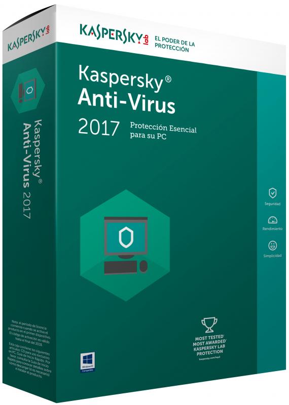 Kaspersky Lab Anti-Virus 2017 5usuario(s) 1Año(s) Base license ESP