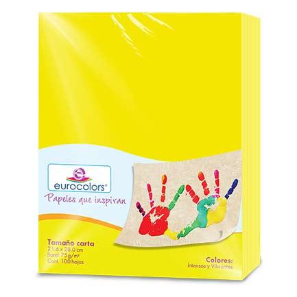 PAPEL CORTADO EUROCOLORS CARTA AMARILLO C/100 EC0002