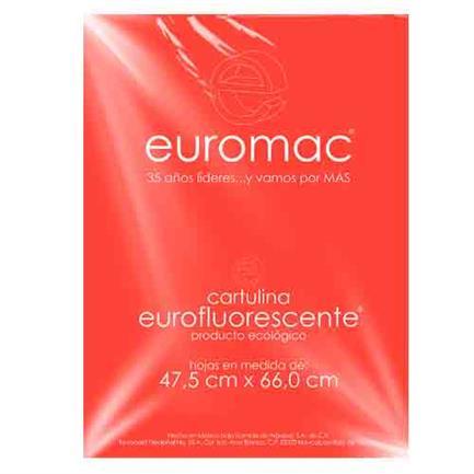 CARTULINA EUROMAC FLUORESCEMTE ROJO 47.5X66CM  C/10 EF0036