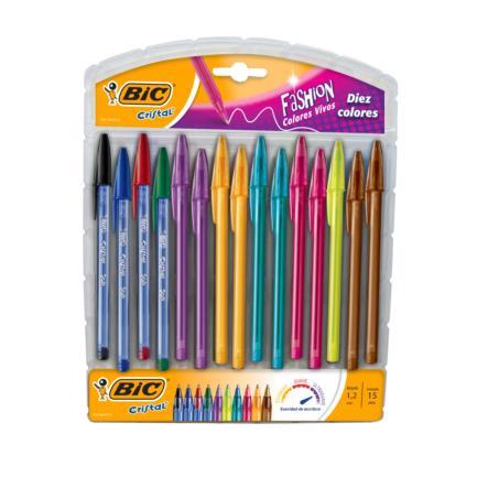 BOLIGRAFO BIC CRISTAL FASHION SURTIDOS C/15 1.2MM 943498