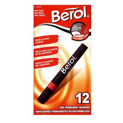 MARCADOR BEROL PERMANENTE ROJO C/12 11942